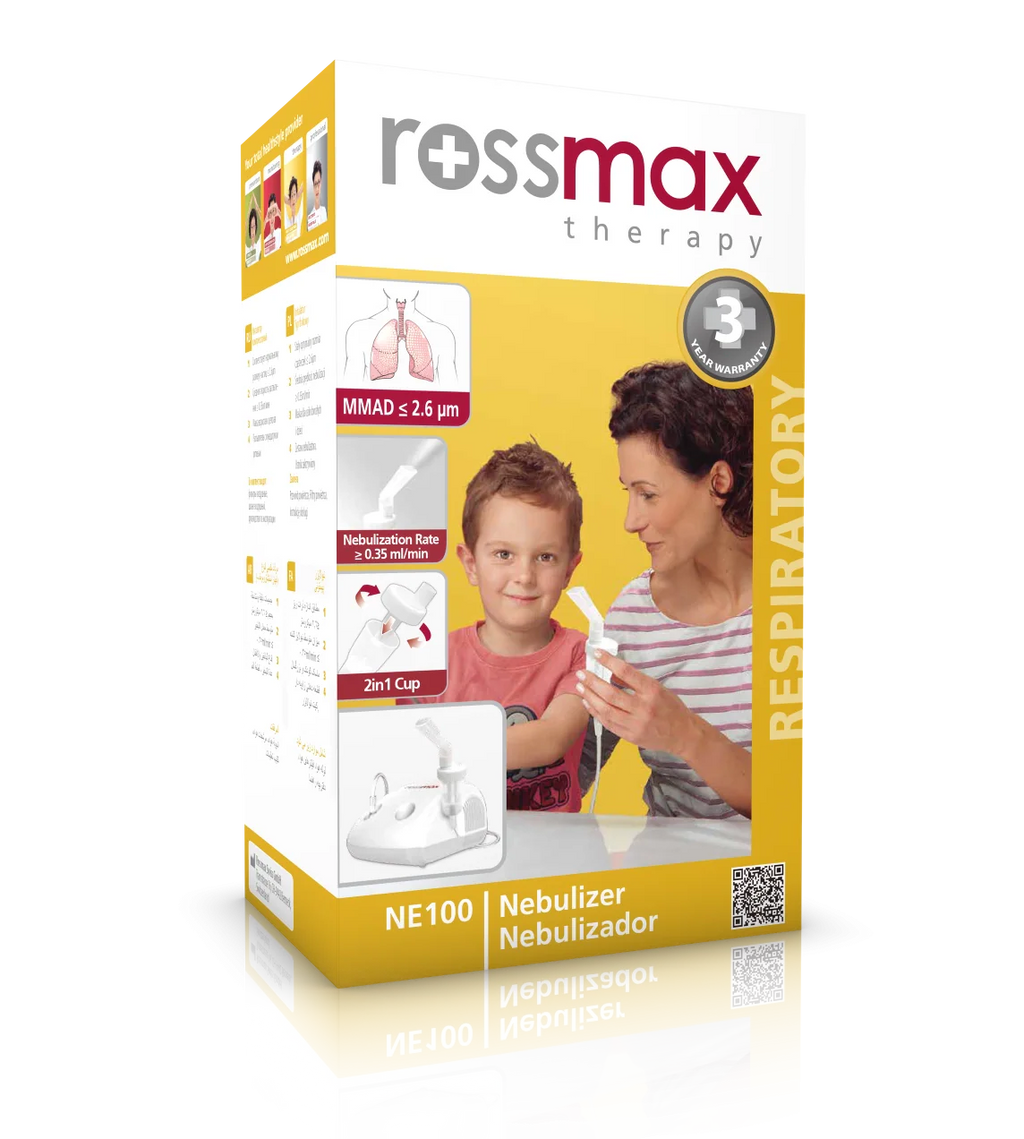 Rossmax NE100 Piston Nebulizer Machine – Easy Clean 2-in-1 Design | High Efficiency Inhaler Nebulizer for Home Use