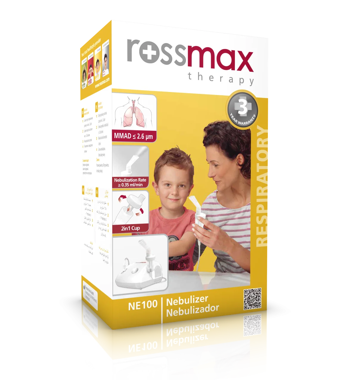 Rossmax NE100 Piston Nebulizer Machine – Easy Clean 2-in-1 Design | High Efficiency Inhaler Nebulizer for Home Use