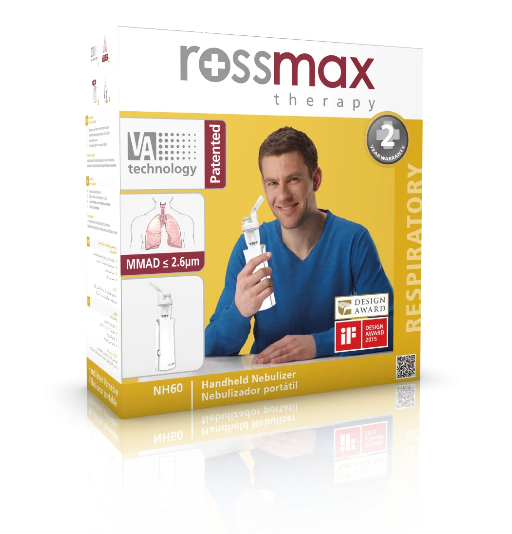 Rossmax NH60 Handheld Piston Nebulizer – Tubeless Portable Nebulizer Machine | Compact Quiet Inhaler with VAT Technology