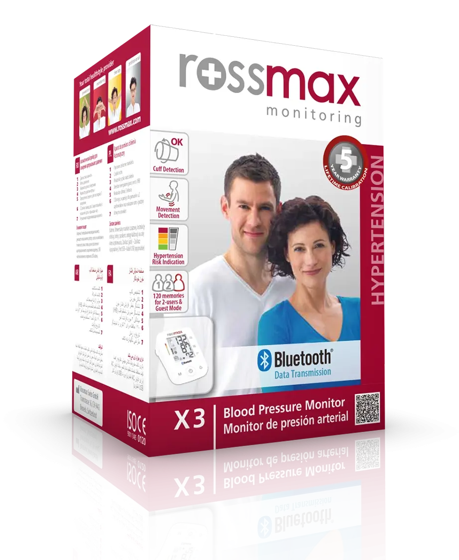 Rossmax X3 BT Automatic Blood Pressure Monitor – Bluetooth Connectivity